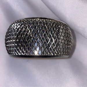 ZAD Silver Tone 2.50" Mesh Dome Style Bracelet Bangle Wide, Lead Free